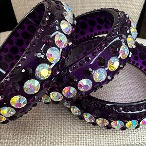 Elegant Eggplant Purple AB (Aurora Borealis) Crystal Bangle